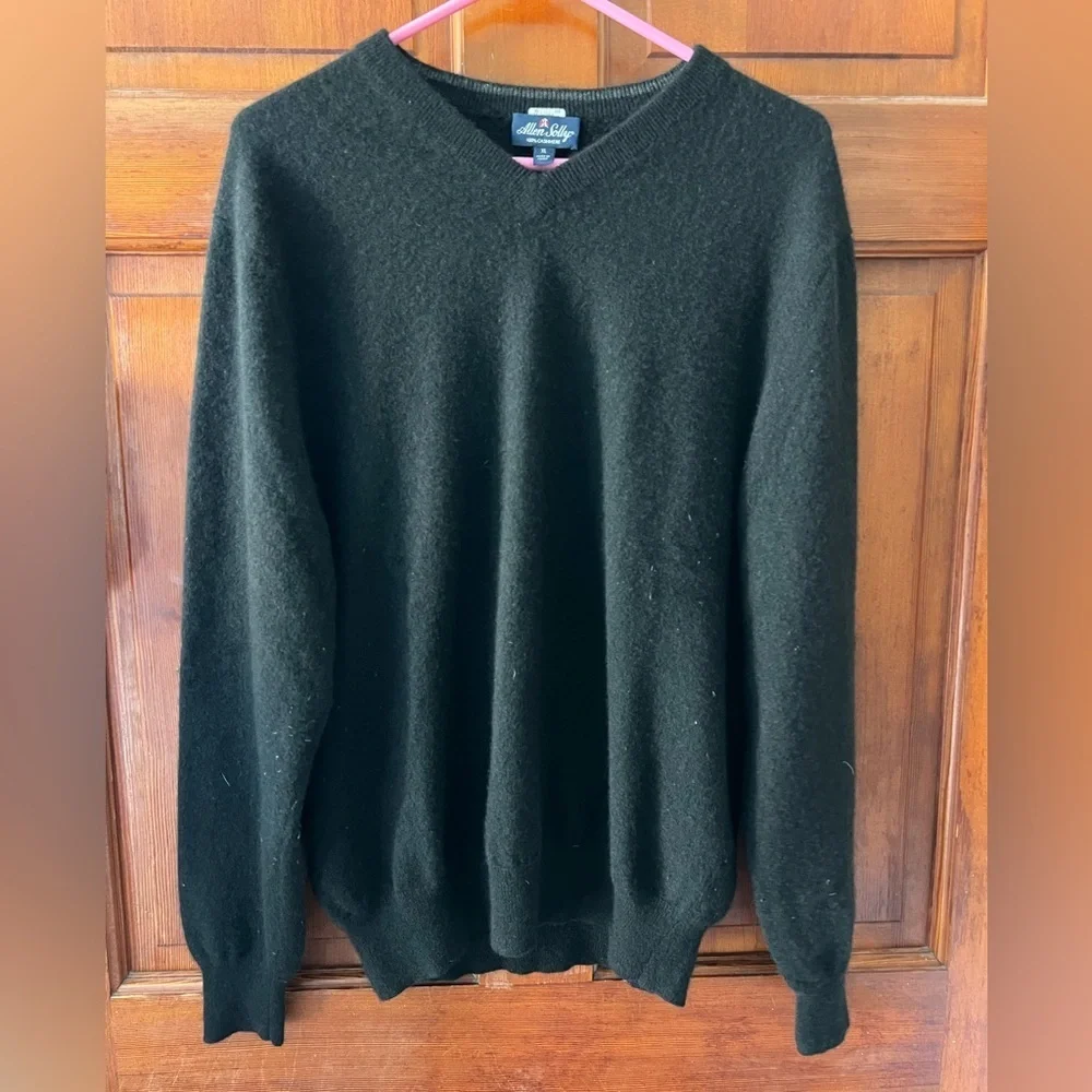 Allen Solly 100% Cashmere Black V-Neck Sweater XL | Classic Luxury Knit